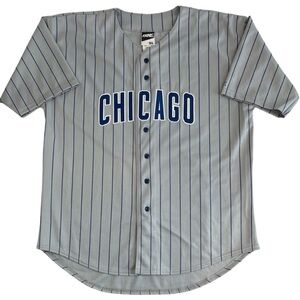 90s Vtg White Sox Jersey Adult XL - Gray/Blue Pinstripe Retro 1920s Style